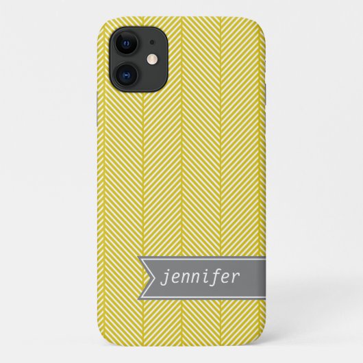 Geel herringbone Patroon {kies uw kleur} Case-Mate iPhone Case (Achterkant)