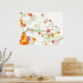 Geel Hibiscus en Zweden Elegant Floral Garden Poster (Keuken)