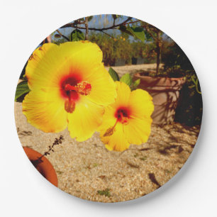 Geel Hibiscus Paper Bord