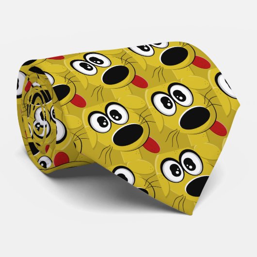Geel hondengezicht stropdas (Opgerold)