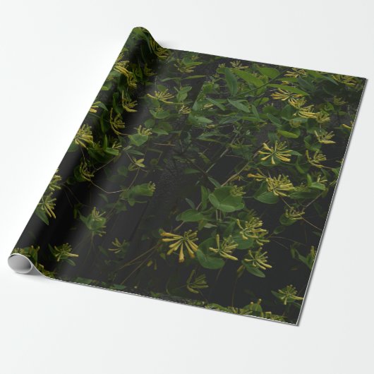 Geel Honeysuckel inpakpapier. Cadeaupapier (Uitgerold)