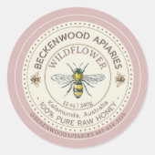 Geel Honingbij Product Label Apiary Roos Rand (Voorkant)