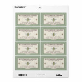 Geel Honingbijenlabel Forest Green Border Etiket (Full Sheet)