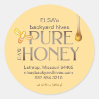Geel honingdrip Etiket met bijen