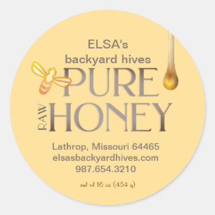 Geel honingdrip Etiket met bijen