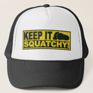 Geel HOUD HET SQUATCHY! Afdruk "geborduurd" Trucker Pet