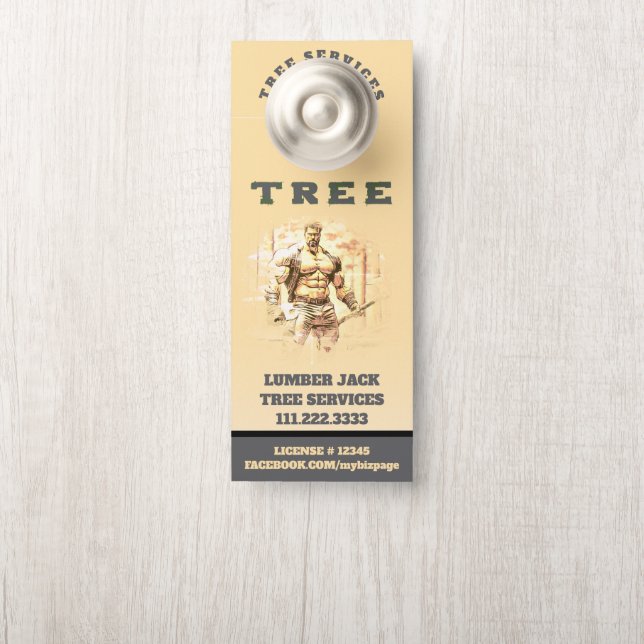 *~* Geel hout Jack Tree Tree Services QR Deur (Op knop)