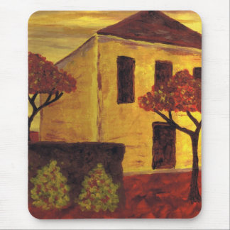 Geel huis muismat