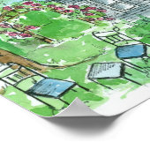 Geel huis voor Waterverf van diffodil Cottage Poster (Hoek)