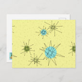 Geel Iconisch Briefkaart voor atoomstaarten (Voorkant / Achterkant)