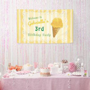 Geel Ijs Kinderverjaardagsfeest Welkom Spandoek