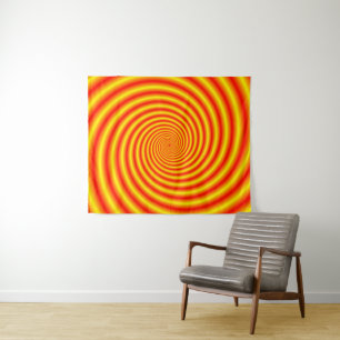 Geel in rood via Oranje spiraal Wandkleed
