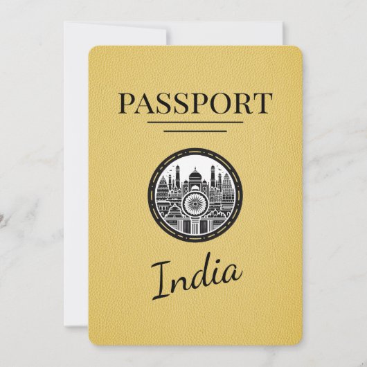 Geel India paspoort Bewaar de datum Save The Date (Voorkant)