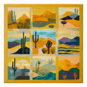 Geel ingelijste Desert Art Grid – Levendige geomet Perfect Poster (Voorkant)