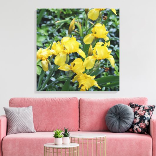 geel iris bloem tuin canvas (Insitu (Woonkamer))