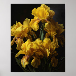 Geel Iris Flowers Art Print Poster