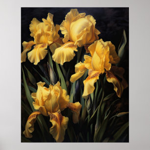 Geel Iris Flowers Art Print Poster