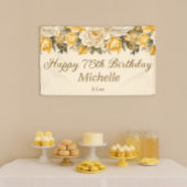 Geel Ivoor Cream Floral Happy 75th Birthday Spandoek