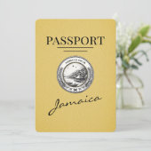 Geel Jamaica paspoort Bewaar de datum Save The Date (Staand voorkant)