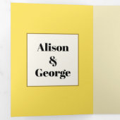 geel jasmijn en initialen bloemenbruiloft drieluik uitnodiging (Binnenzijde eerst)