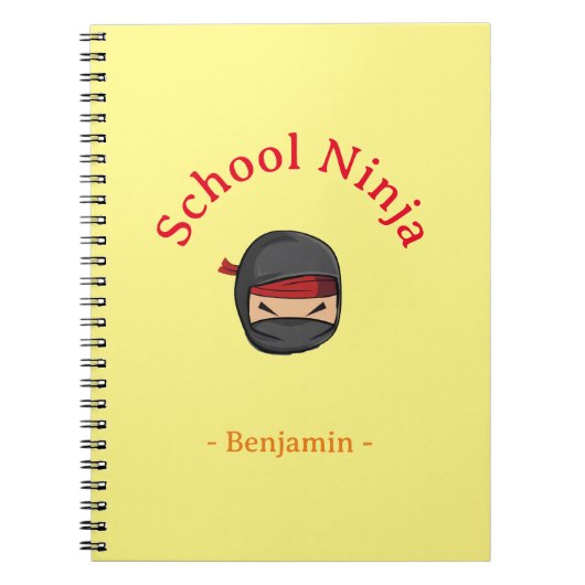 Geel Kaft Persoonlijk School Ninja Notitieboek (Voorkant)