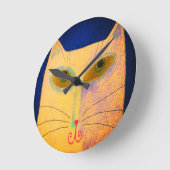 Geel kat abstracte kunst ronde klok (Hoek)