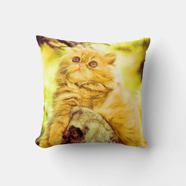 Geel Kat Sierkussen (Voorkant)