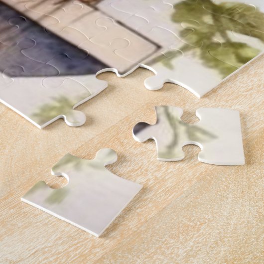 Geel katten venster bloembak schilderen legpuzzel (Zijkant)