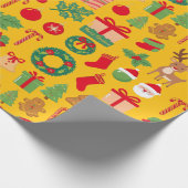 Geel Kerstcadeau Alles Cadeaupapier (Hoek)