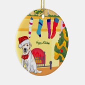 Geel kerstfeest (aanpasbaar) keramisch ornament (Rechts)