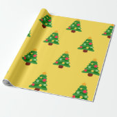 Geel kerstpapier cadeaupapier (Uitgerold)