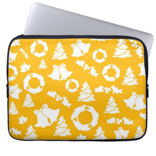 Geel kerstpatroon laptop sleeve