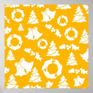 Geel kerstpatroon poster