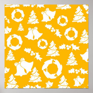 Geel kerstpatroon poster
