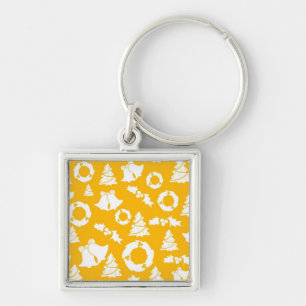 Geel kerstpatroon sleutelhanger