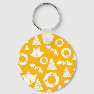 Geel kerstpatroon sleutelhanger