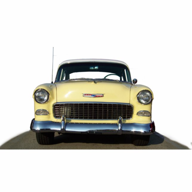 Geel Klassieke Chevrolet 1955 Staand Fotobeeldje (Voorkant)