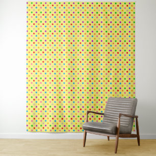 Geel Kleurrijk Regenboog Stippen Design  Wandkleed