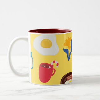 Geel Kleurrijke Vetgedrukte Illustratieve Wraparou Tweekleurige Koffiemok