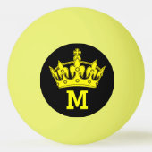 Geel kroonmonogram op maat pingpongballen (Voorkant)
