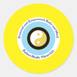 Geel kwaad oog voor gezondheid en optimisme ronde sticker