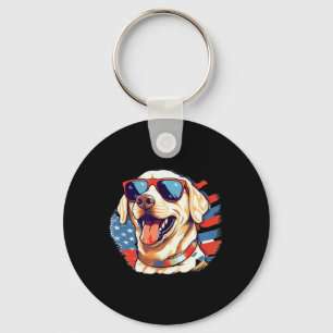 Geel Lab 4th of July Ontwerp Patriottische Pup Lab Sleutelhanger