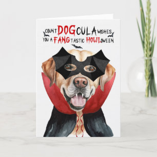 Geel Lab Hond Grappig Count DOGcula Halloween Feestdagen Kaart