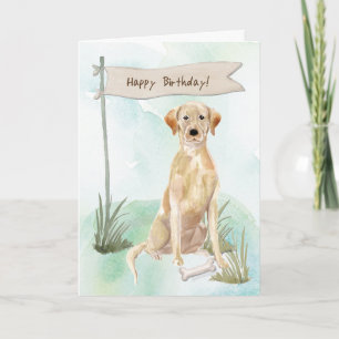 Geel Lab Hond onder Verjaardagsbord Kaart
