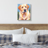Geel Lab Hond Pet Painting Canvas Afdruk (Insitu (Slaapkamer))