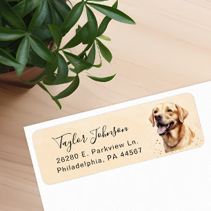 Geel Lab hond retouradreslabel Etiket