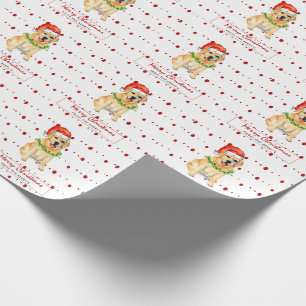 Geel lab in Santa hat Merry Kerstmis Cadeaupapier