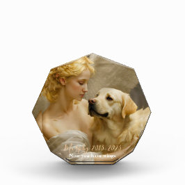 Geel Lab met Angel Custom Memorial Fotoblokken