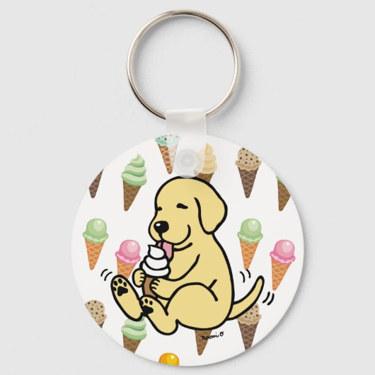 Geel lab met ijskap sleutelhanger (Achterkant)