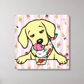 Geel Lab Puppy Ice Cream Canvas Afdruk (Voorkant)